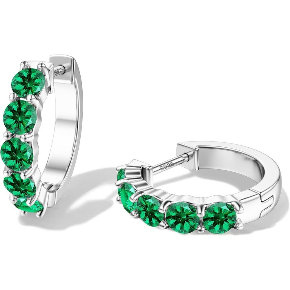 Trendy Huggie Hoop Earrings for Women, 14K Gold Plated with Zirconia Brilliance